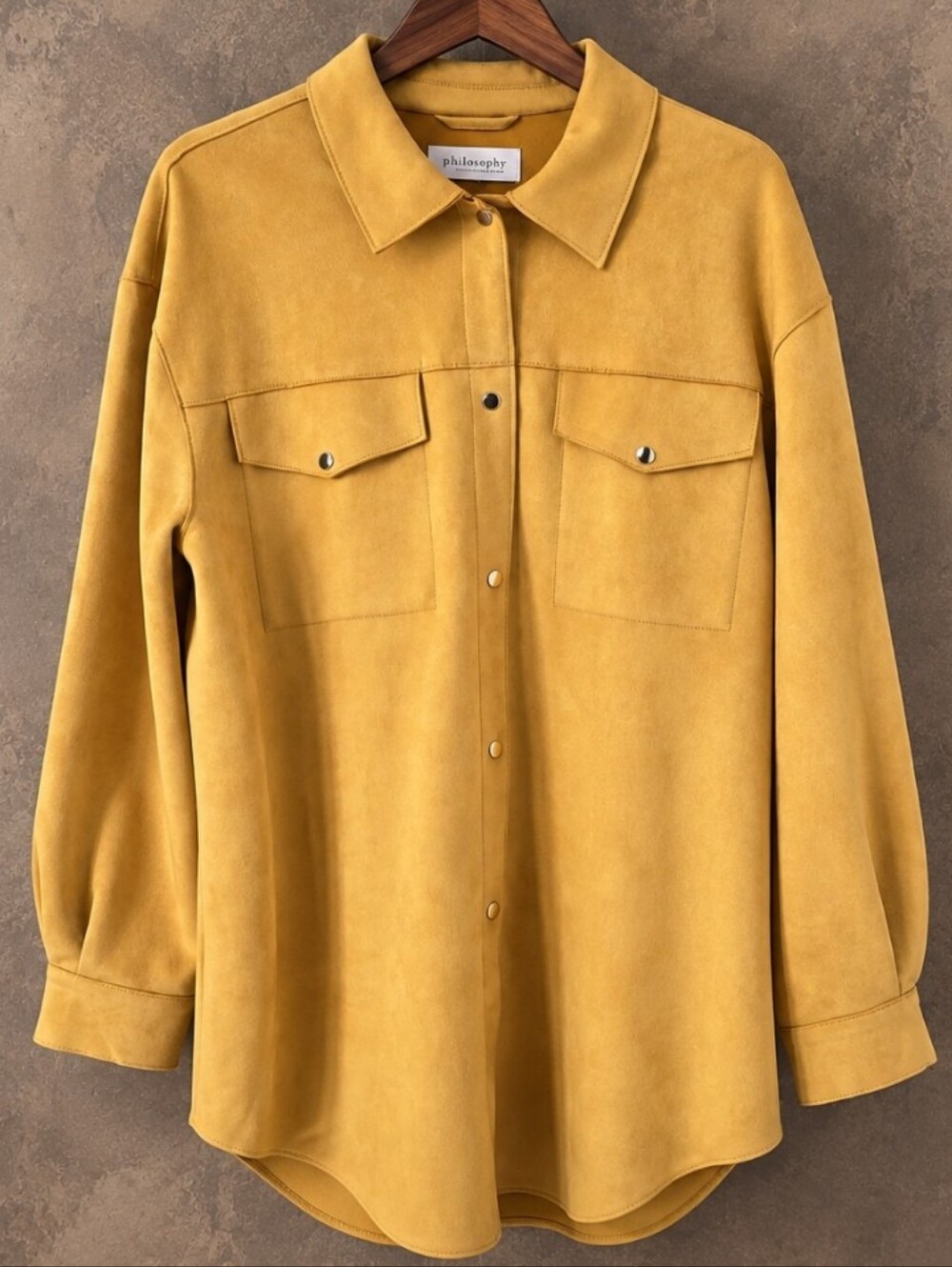 Philosophy Republic Clothing XL Mustard Faux Leather Shirt Jacket
